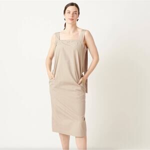 ARCH THE Tie Dress Cotton Taupe Tan Cream Beige {3C26}